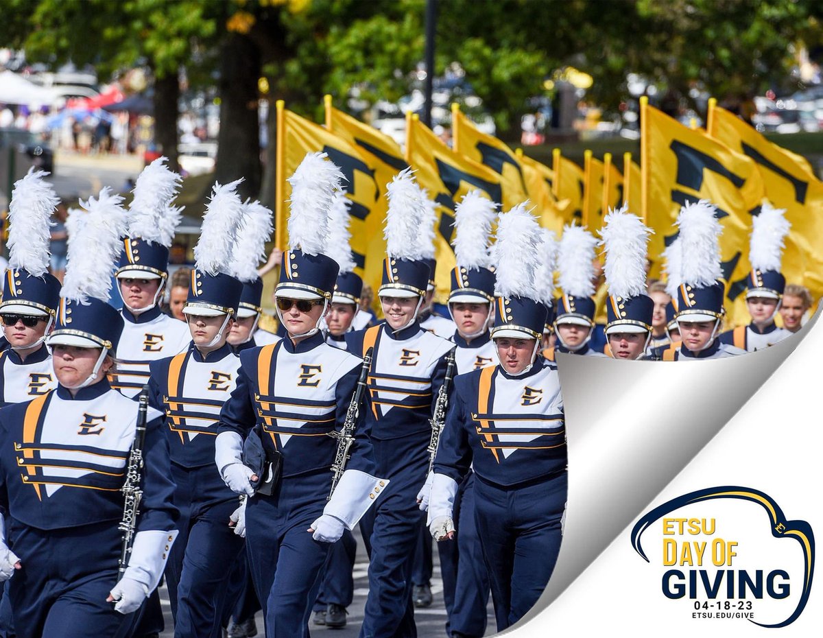 Today is the ETSU Annual Day of Giving! Will you help the ETSU Marching Bucs achieve the honor of being selected to march in the 2024 Macy's Thanksgiving Day Parade? givecampus.com/campaigns/3510… THANK YOU and GO BUCS!!!