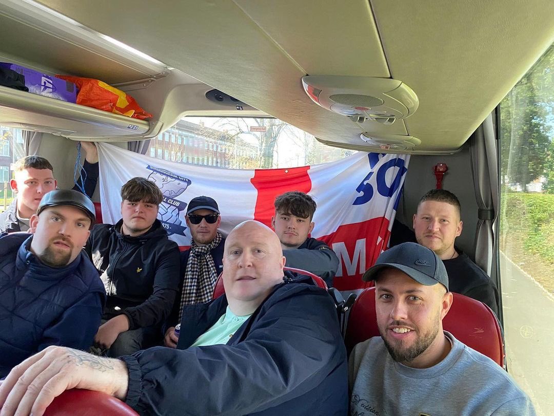 Birmingham City fans on their way to Millwall today.