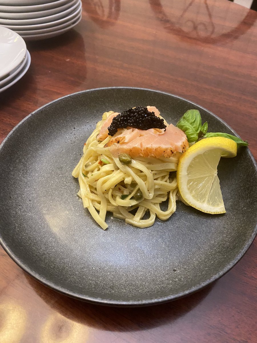 52 week, 52 dishes.  Lemon & capers linguine w/ smoked #salmon topped w/ black caviar.  #homechef #homechefs  #chopped #topchef #bakedbaker #drunkenchef #amateurchef #amateurkitchen
