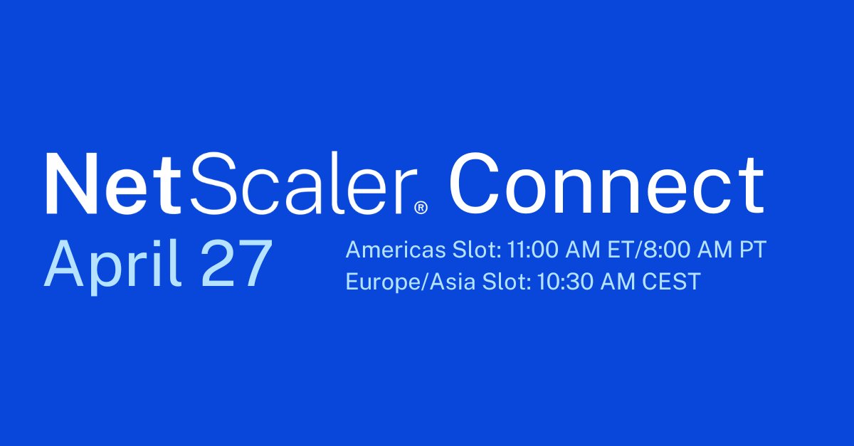 The upcoming <a href="/NetScaler/">NetScaler</a> Connect is on April 27 &amp; will cover updates on ADM, Intelligent Traffic Management, and automation. Register here: spr.ly/6017OOSr3