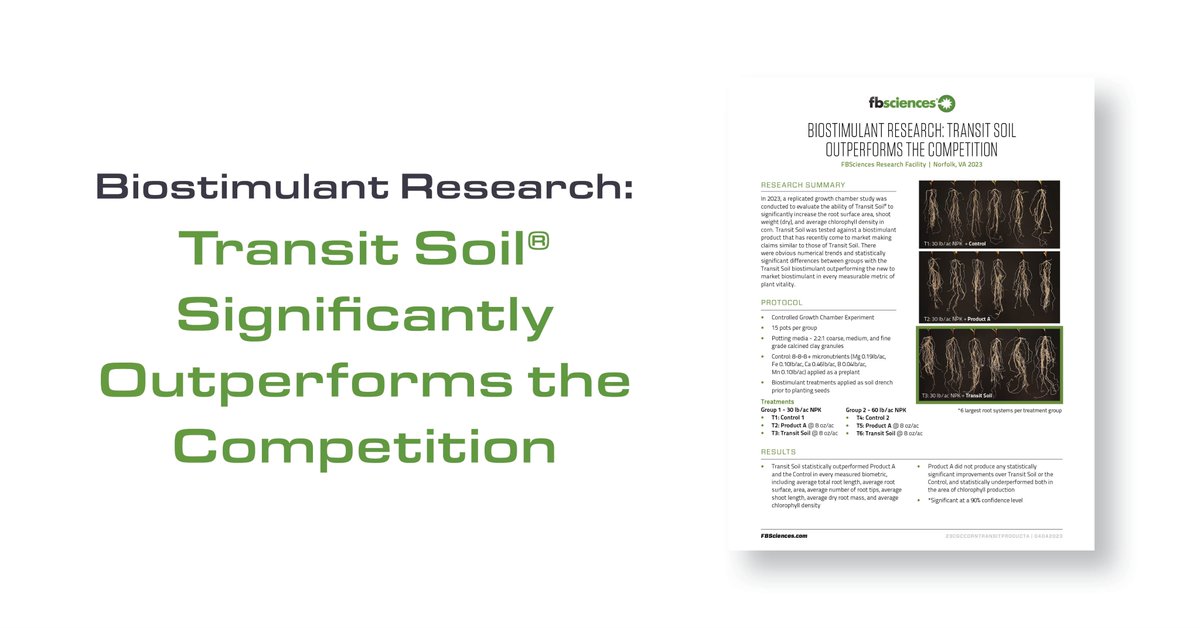 ValentBioStim's tweet photo. See the recent bioassay from FBSciences’ team of scientists comparing FBSciences’ flagship  #biostimulant product Transit Soil® to a recent entrant into the market, reinforcing FBSciences proven performance and well-established leadership in biostimulants. https://t.co/epBCfMQTrN https://t.co/HpsW6W501w