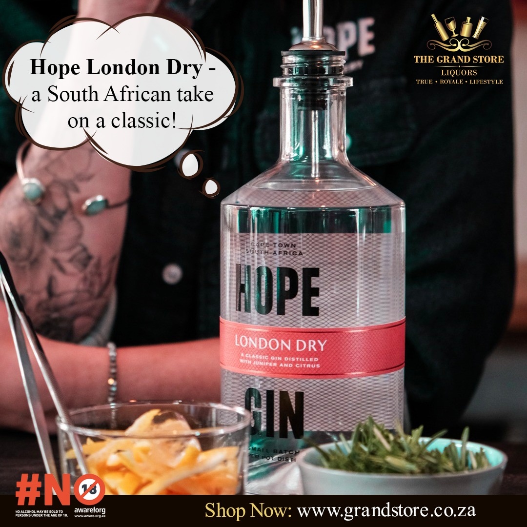 You can never go wrong with a classic Hope London Dry Gin.

🌐Shop wide range of Gins online on : grandstore.co.za 

#thegrandstore #ginandtonic #londondrygin #hopelondondry #GinLover #GinLife #GinTime #GinTasting #GinAndTonic #GinOclock #GinGinGin #GinCollection