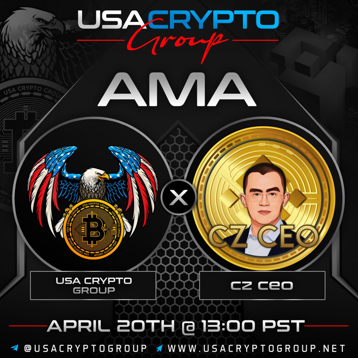 USACryptoGroup's tweet photo. Venue:  CZ CEO
Prize: $80 total Location: https://t.co/9z2zNY6iwo

Twitter Cash Price: $25 Rules: -Follow
@UsaCryptoGroup
@CZCEOToken 
-Like, Comment (can also do AMA questions)  and RT this post -Prize will be announced after the AMA https://t.co/QWZvsg1zty