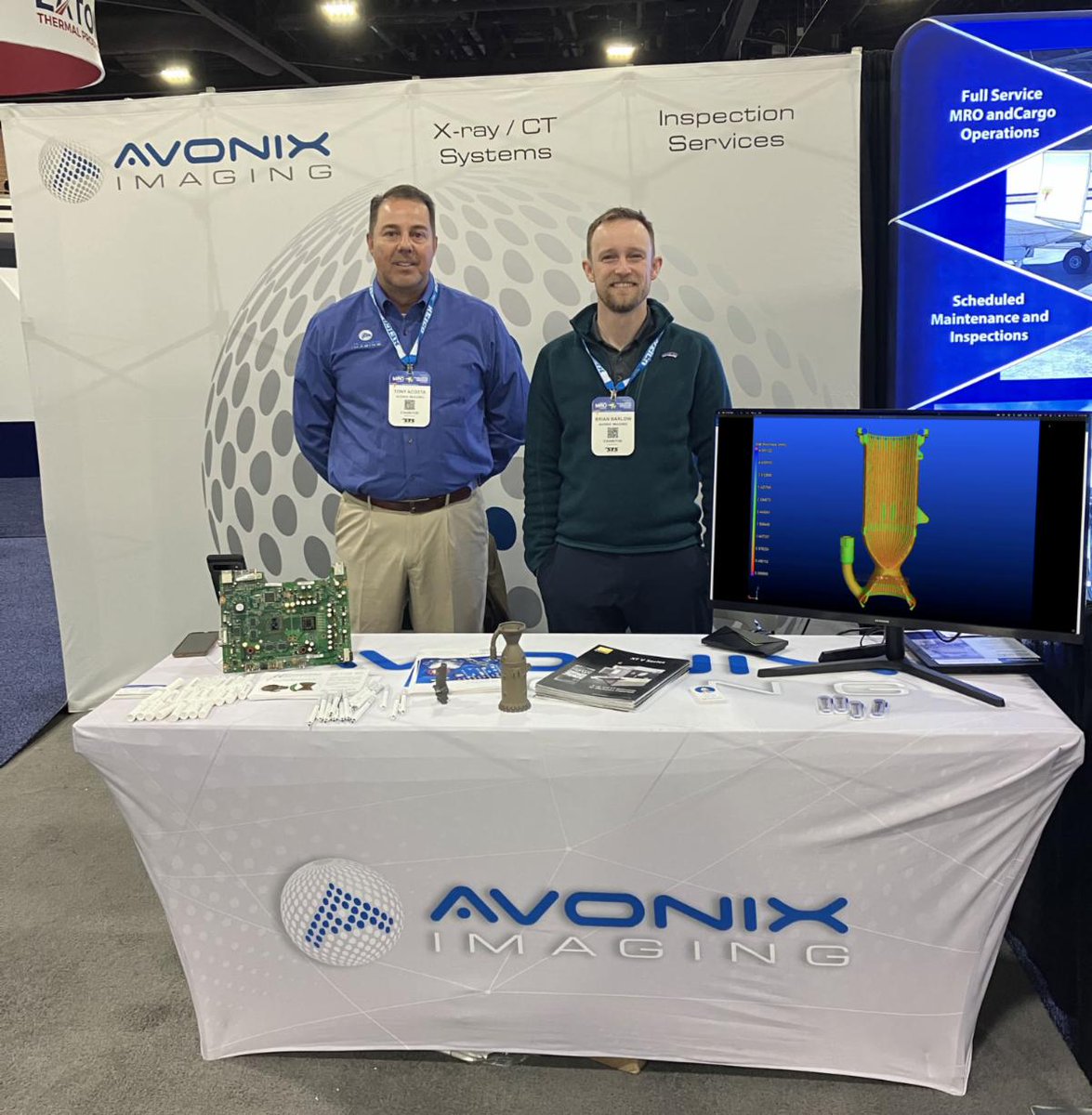 AvonixImaging's tweet photo. @TonyAcosta and @BrianBarlow will be at MRO Americas in *Booth 5016* discussing how X-ray and CT Inspection technologies can support the #airworthiness of aircrafts throughout the #Aerospace and #Defense industries.

#xray #computedtomography #nondestructivetesting #NDT #NDE https://t.co/3GDp1SkS01