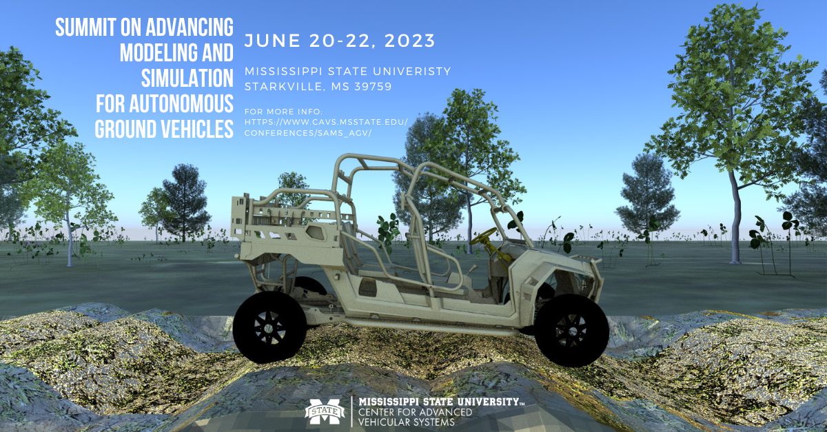 CAVS_MSSTATE's tweet photo. SAMS AGV registration is now LIVE!  We hope you can join us in June as we work with leaders from government, industry and academia to help shape the future of modeling and simulation for autonomous ground vehicles. 

Click here to learn more: https://t.co/RrvwOdU5pT https://t.co/2VWVLzG8x2