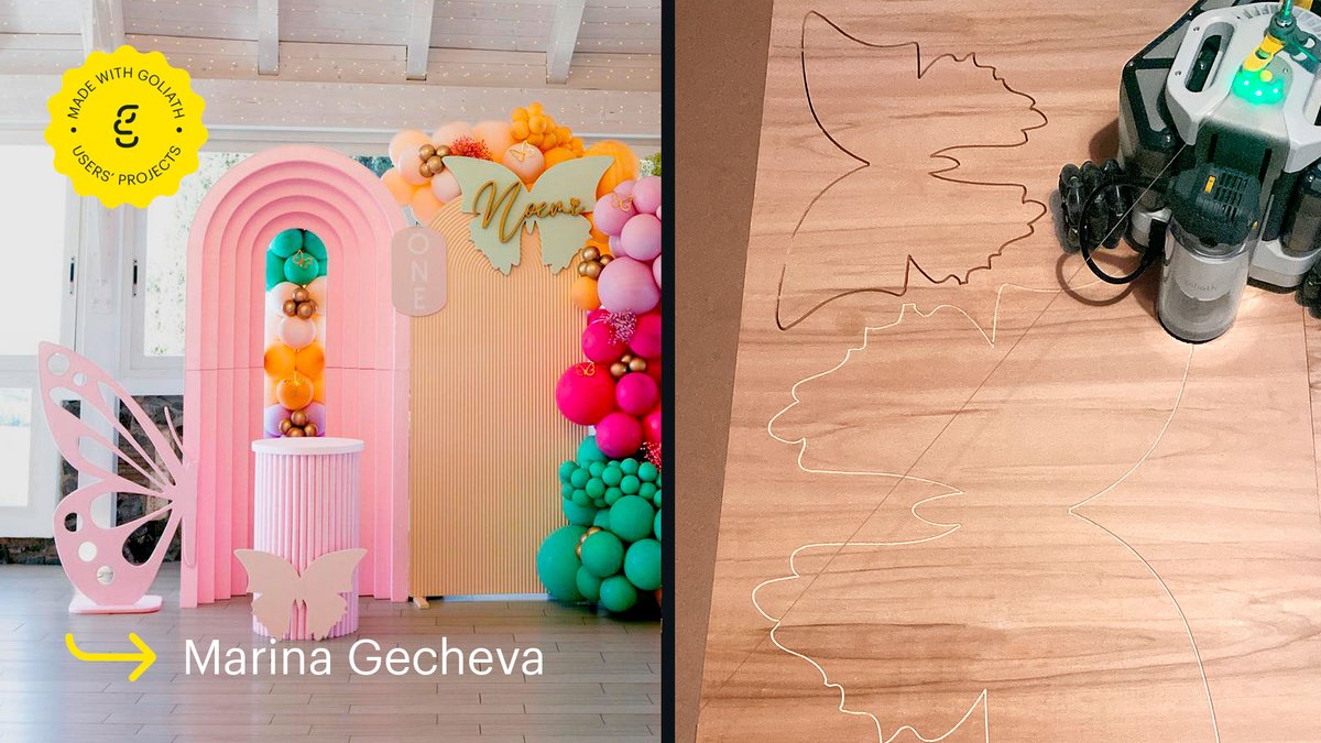 🦋 What a cute backdrop made by a super #GoliathUser 🦋
The giant butterflies cut with Goliath look gorgeous in this colorful set 🌈

After all, a first birthday is something to celebrate in a big way 🎂

#GoliathCNC #BalloonsEventDecor #EventDesign #shareyourproject #woodworking
