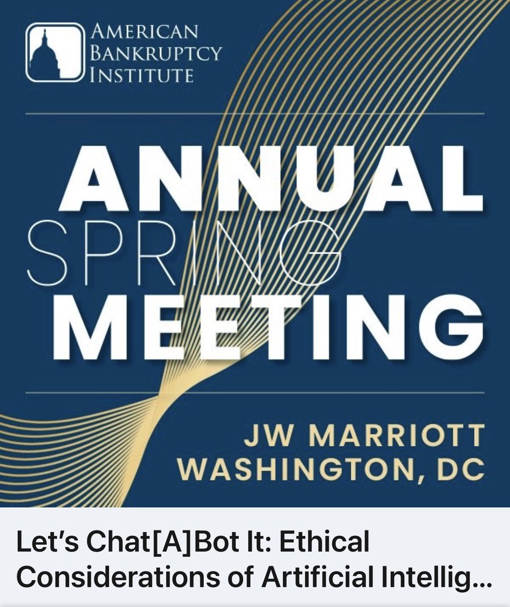 JasonBrookner's tweet photo. Super excited to be moderating this panel at @abiworld ASM this Saturday about the ethical considerations of AI and ChatGPT in the practice of law. It will be fun, entertaining, educational, and may even surprise you! https://t.co/8w8ru1mnRE