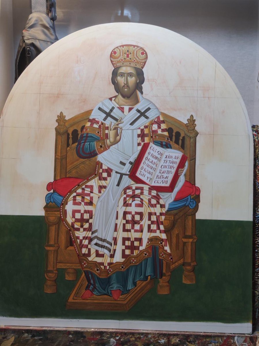 Progress on the icon of Christ for the bishops throne (Expected installation in May 2023)

facebook.com/OrthodoxStowe?…

Christ is Risen!

#ByzantineIcon #Orthodoxy  #LiveOrthodoxy #GoStowe #OrthodoxStowe