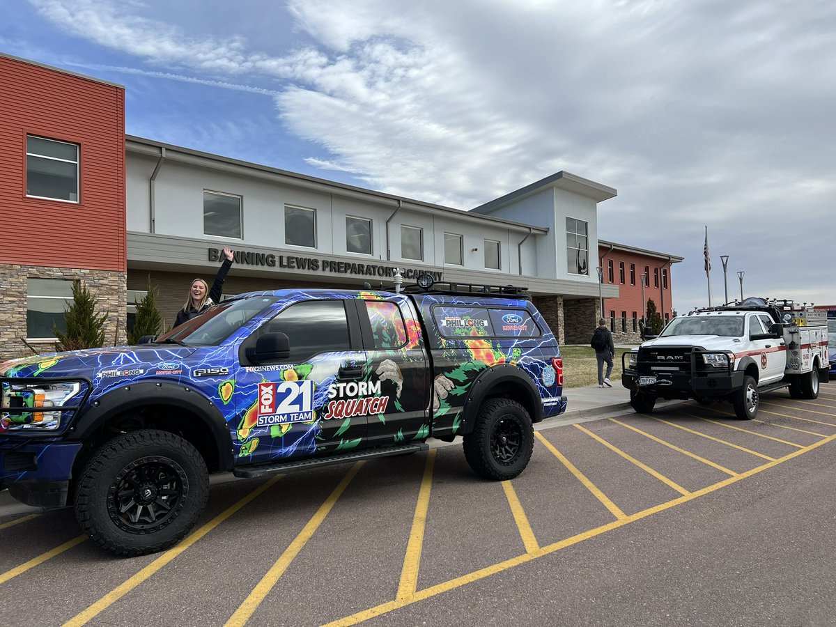 ashleynanfria's tweet photo. #Squatchout the @FOX21News Storm Squatch is visiting Banning Lewis Preparatory Academy for their Career on Wheels day! 🚙🚑🚒 https://t.co/QMBDrHMYAc