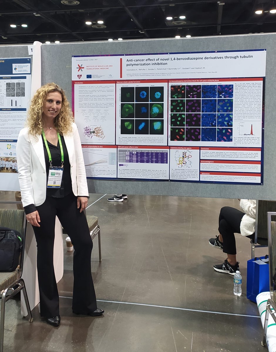 IMTM_Olomouc's tweet photo. Abstract 3957: Srovnalova et al.: Anticancer effect of novel 1,4-benzodiazepine derivatives through tubulin polymerization inhibition. https://t.co/qGJCSY4MNe, #AACR2023, @IMTM_Olomouc, @NUVR_CZ https://t.co/0LPwElmJYy