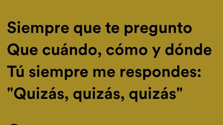 UEnparis's tweet image. Estás perdiendo el tiempo,
pensando, pensando, pensando

Por lo que más tu quieras,
hasta cuando, hasta cuando,

Y así pasan los días, 
y yo voy desesperando
y tú contestando

#QuizásQuizásQuizás
#JoyasYMúsicaEspañola🇪🇦