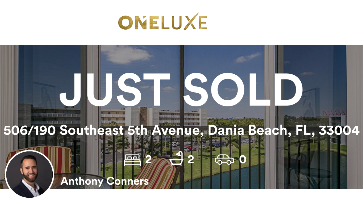 conners_anthony's tweet photo. 🛌 2 🛀 2
📍 506/190 Southeast 5th Avenue, Dania Beach, FL, 33004

My latest sale on RateMyAgent.
 3334618
https://t.co/Zbb6dMNdfa

...
#ratemyagent #realestate https://t.co/eKPdiH9ku3
