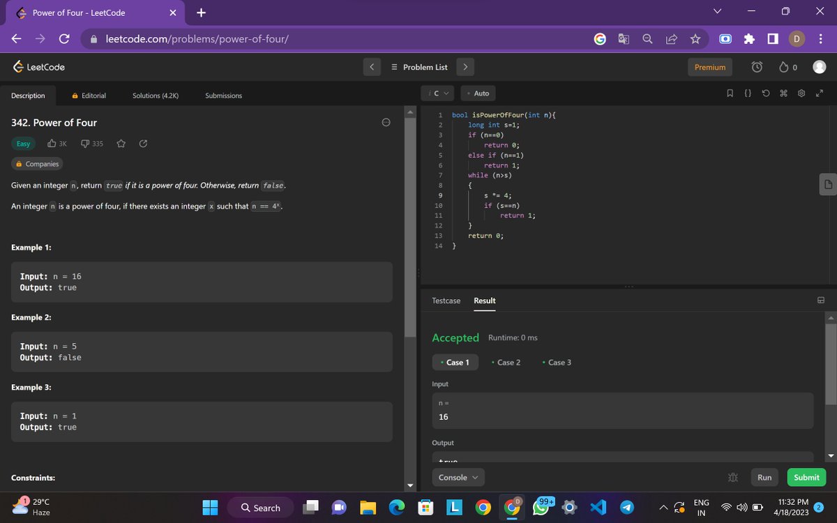 DDebashishDey's tweet photo. Hello Folks,

I have completed #Day14 of  #25DaysofCode Program with @scaler_official 

Problem- Power of Four
My code link: https://t.co/1oFOCfEPf6

Scaler discord link : https://t.co/WGyVR6HFGx
Partner: @iam_santanu03 

#scalerdiscord #codewithscaler #scaleracademy #scaler30doc https://t.co/Y1eviVmdKy