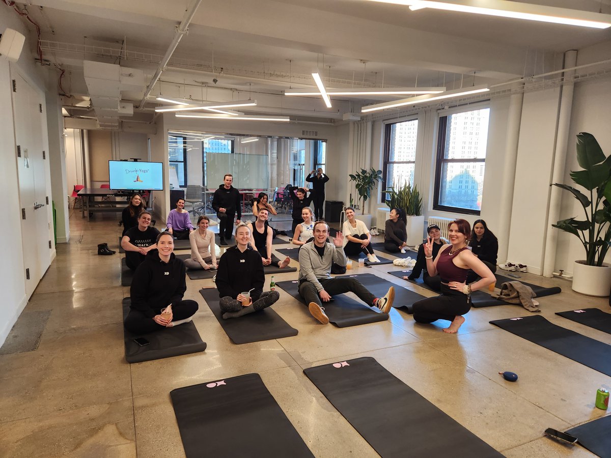 spencerpotts's tweet photo. Madhive's Women Employee Resource Group hosted Drunk Yoga last week in the office, where our team was able to enjoy a yoga class infused with lots of fun and drinks! 🧘‍♀️🍷 https://t.co/LHSv4Lhv3m