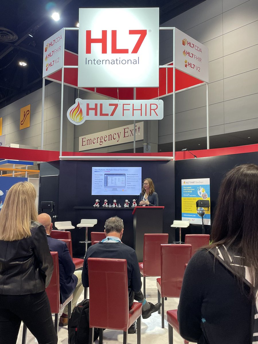 HL7's tweet photo. Happening now! #HL7 #FHIR Implementers Panel. @Jointherimidi @EBSCO HIMSS both 138 #HIMSS23 https://t.co/sLpIpWQaL7