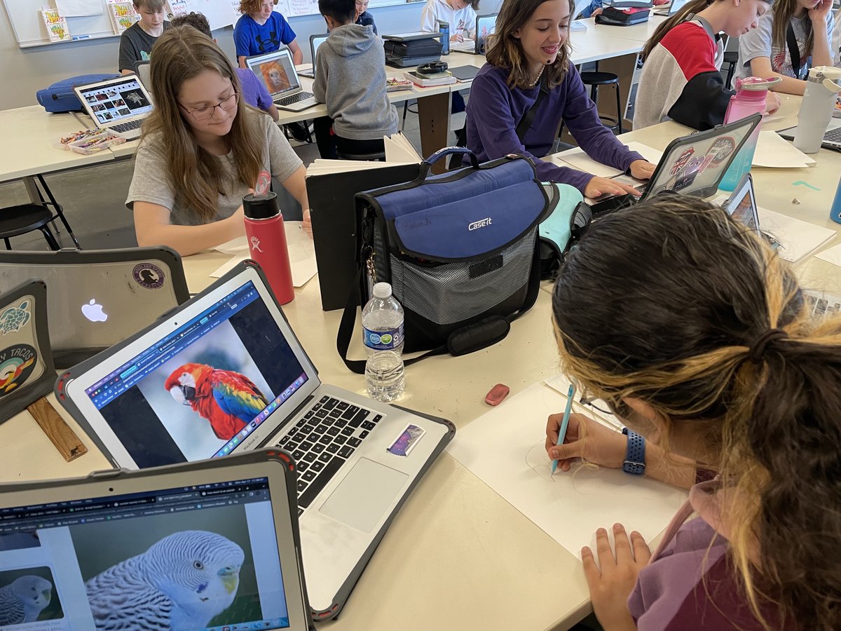 WSMSStallions's tweet photo. 6th graders in Mrs. Gazzano's art classes have been working on an animal batik piece. Batik originated from Indonesia and uses wax-resist dyes applied to cloth. Ss are using crayons (wax) to repel paint (dye). #StallionsForward #Learn230 https://t.co/sB8R1ejdz2