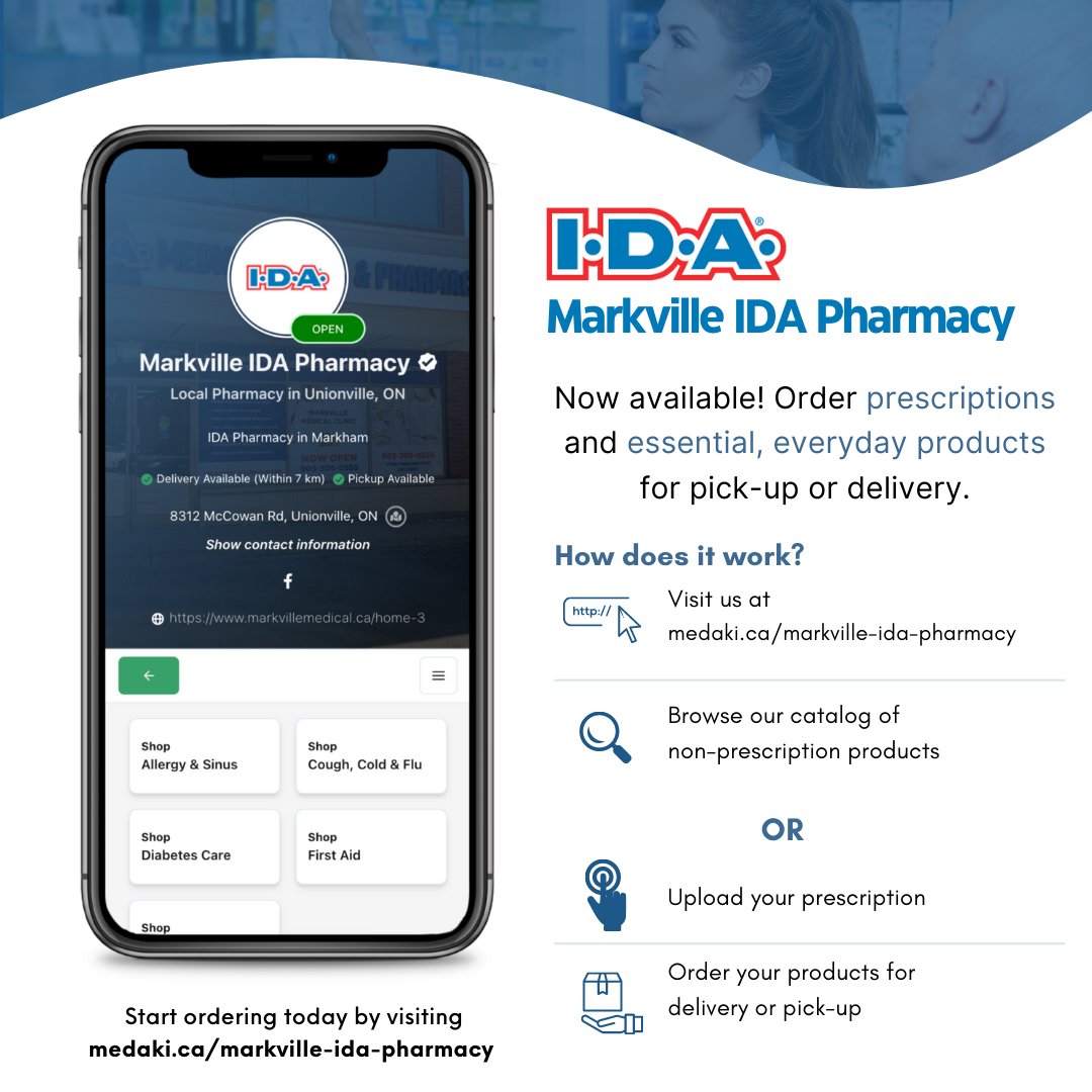 MedaKi is in the Markham Area!

Now available at Markville IDA Pharmacy in Unionville, Ontario.

Use the following link to visit the pharmacy page: medaki.ca/markville-ida-…

#pharmacy #local #online #delivery #startup