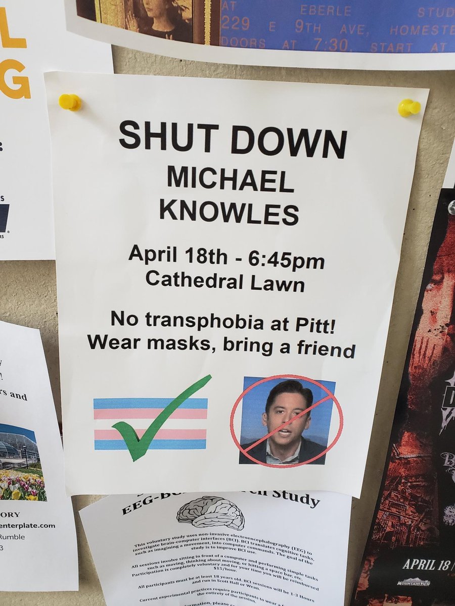 pghfashwatch's tweet photo. Tonight!!! Michael Knowles is not welcome in Pittsburgh. We utterly reject any notion of "debating" our trans comrades' existence. 

6:45pm Cathedral Lawn, see you there. https://t.co/NYUUX13OON