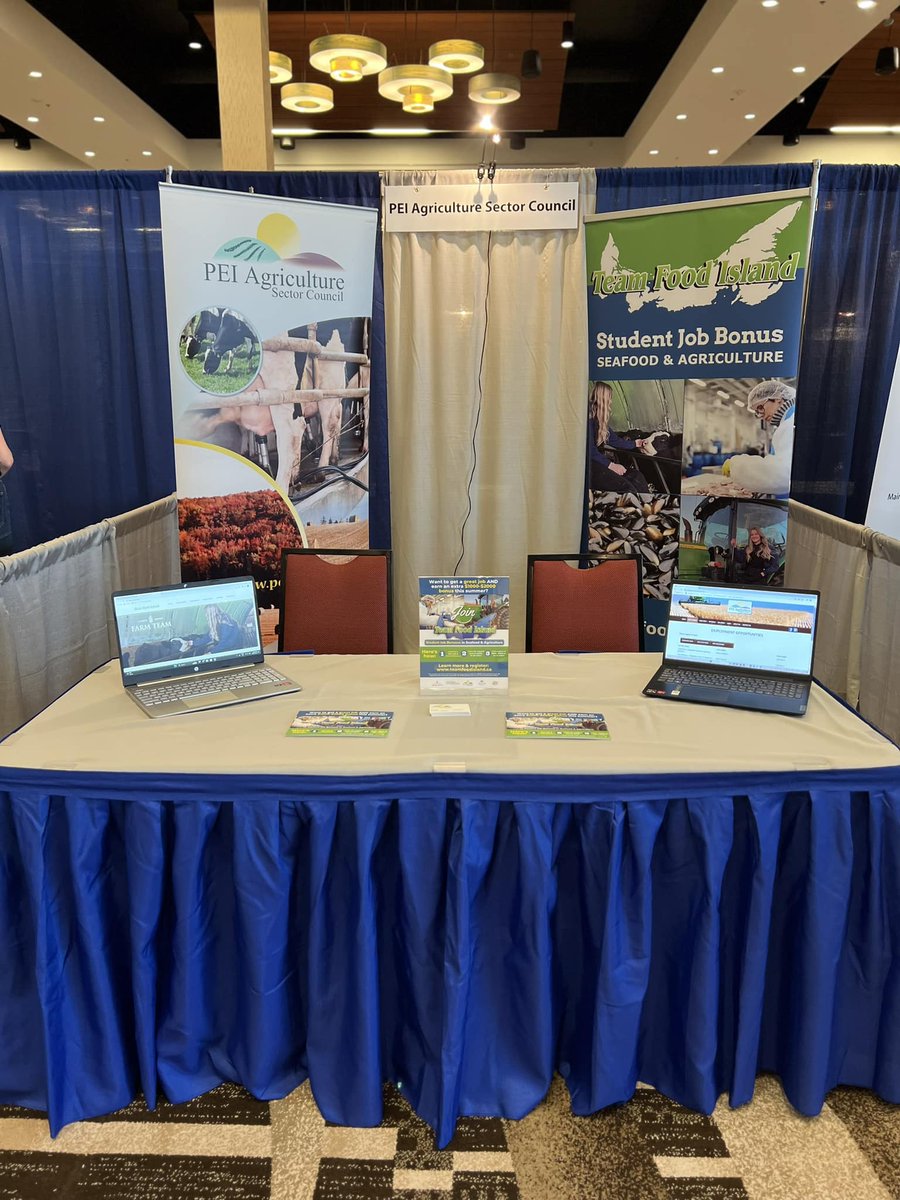Sarah is set up at the <a href="/skillspei/">SkillsPEI</a>  job fair, taking place today from 12:00-4:00 at the Delta
Stop by and have a chat about careers in Agriculture, and to hear about the Team Food Island Summer Student Job Bonuses!!! #careersinagriculture