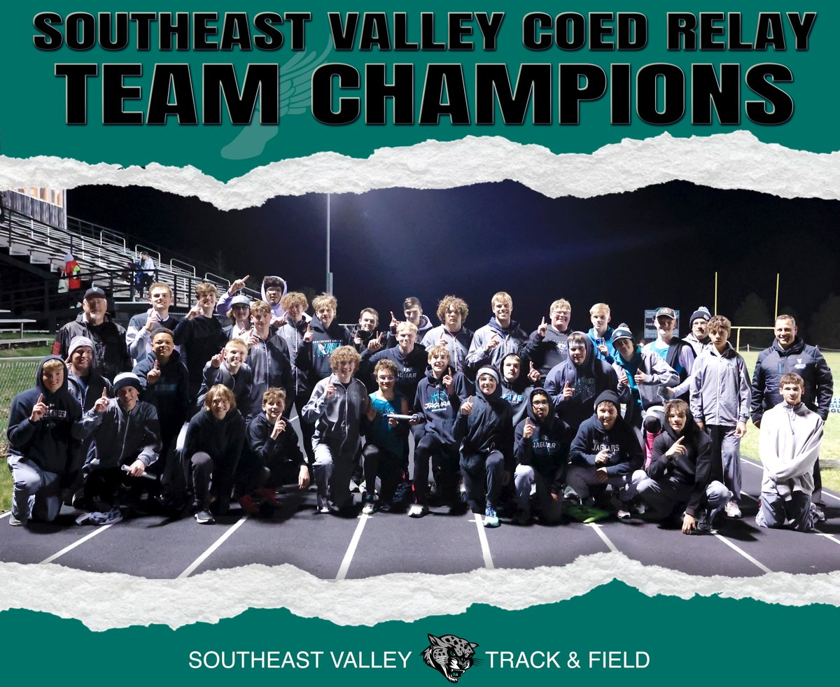 SVJags's tweet photo. Congratulations to the Southeast Valley Boys Track Team for their incredible victory at the Southeast Valley Coed Relays last night! We're so proud of their hard work and dedication. Way to go, boys!" ๐๐ #SVtrack #champions #teamwork https://t.co/BOBGGcDHBl