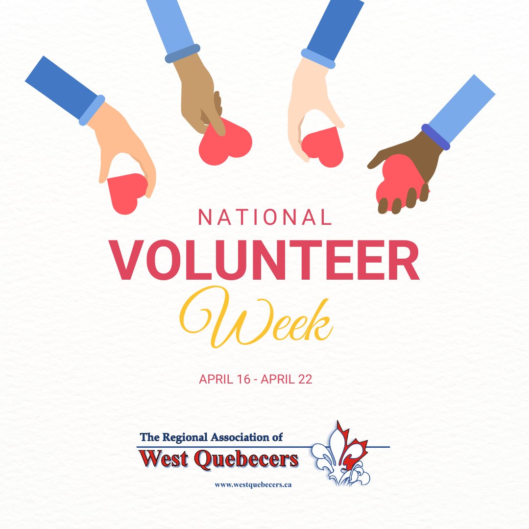 WestQuebecers's tweet photo. During National Volunteer Week, April 16-22, 2023, we celebrate our volunteers – the time, talent and energy they share to strengthen the fabric of our community.

#NVW2023 #Volunteering #VolunteerAppreciationWeek https://t.co/Wsu2WDvVLd