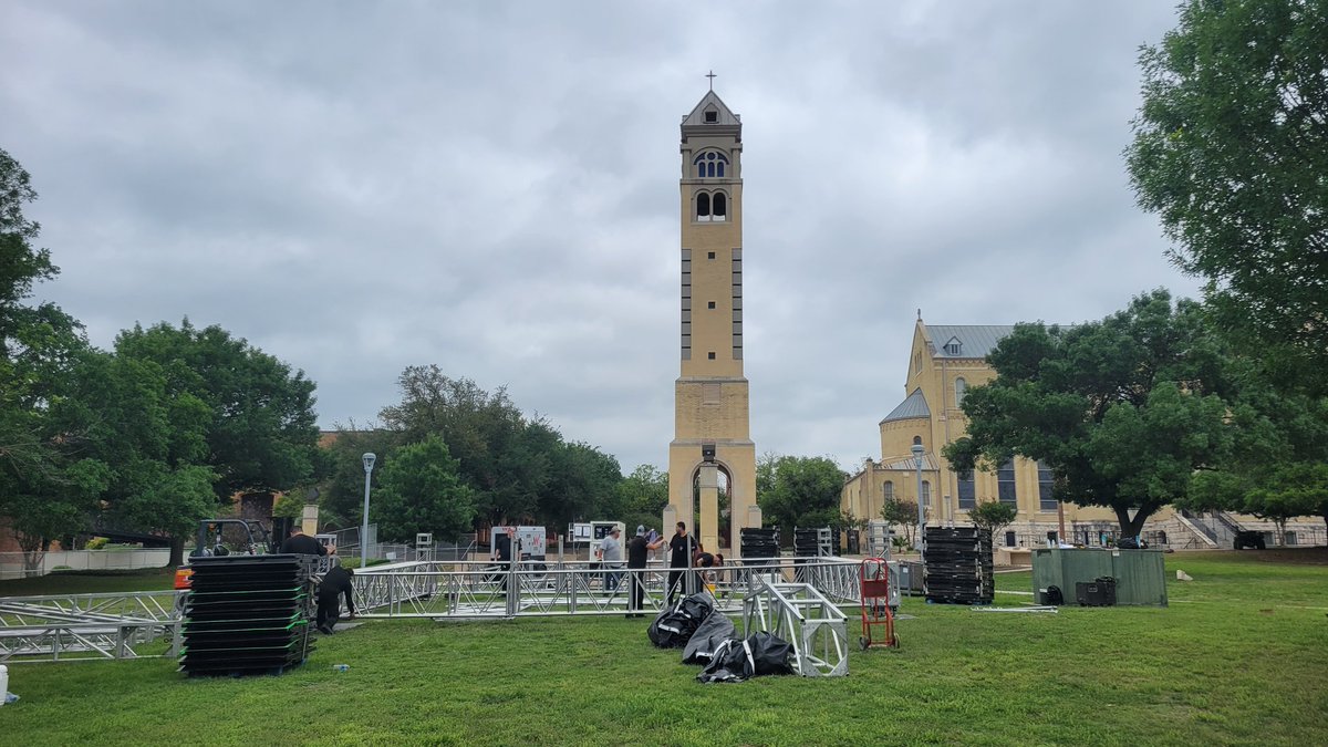 StMarysU's tweet photo. The stage is literally being set for a fantastic weekend of music. #StMU #FOB23 #vivaoysterbake https://t.co/RZXDwslLkb