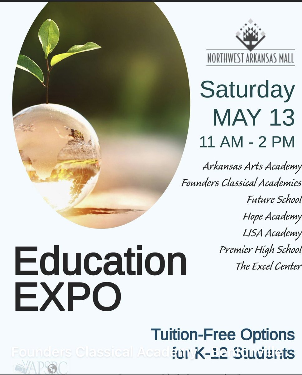 Have artistic and creative kids? Learn about <a href="/ArArtsAcademy/">ArkansasArts Academy</a> on May 13th at the Education Expo sponsored by APSRC.  We are a K-12 tuition-free education option in Northwest Arkansas!
#schoolchoice 
#artsacademy