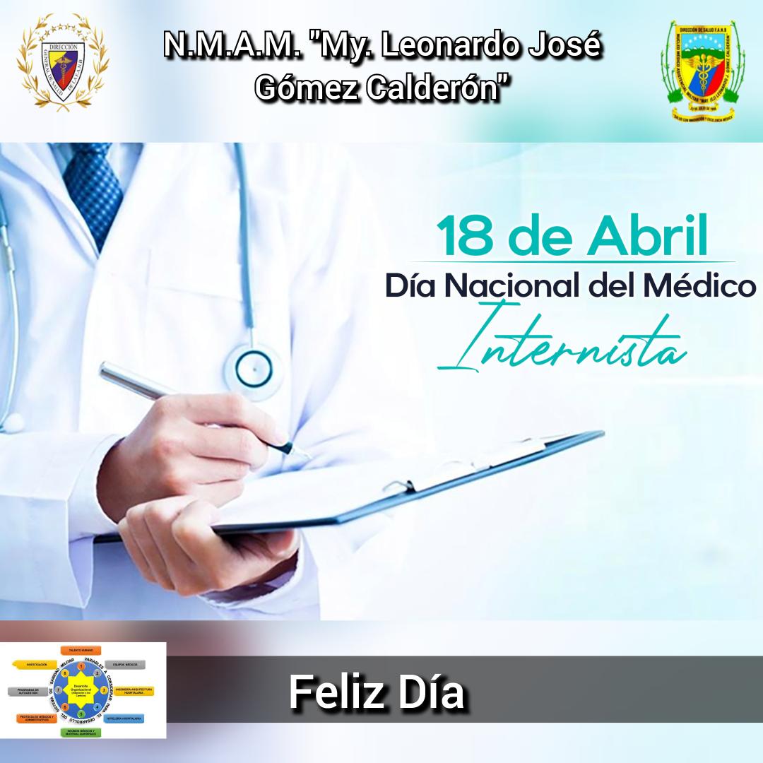 #18Abr || El 18 de abril de cada año se celebra el Día Nacional del Médico Internista, gracias a que un día como este, en 1956, fue que inaugura la especialidad con la creación de la Sociedad Venezolana de Medicina Interna.
<a href="/DigesaludFANB/">DIGESALUDFANB</a> 
<a href="/ServiciosMPPDVe/">Viceministerio de Servicios para la Defensa 🇻🇪</a> 
<a href="/MinSaludVE/">MPPSalud</a>