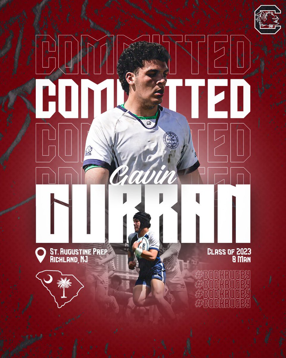 CockRugby's tweet photo. Welcome to Gamecock Rugby Gavin Curran! Gavin is an 8 Man from St. Augustine Preparatory School in Richland, New Jersey. We look forward to seeing him in the Garnet and Black these next four years!

#CockRugby #Punish #USC27

[📸: @RobbieFranklin0] https://t.co/5v2tSwjW0P