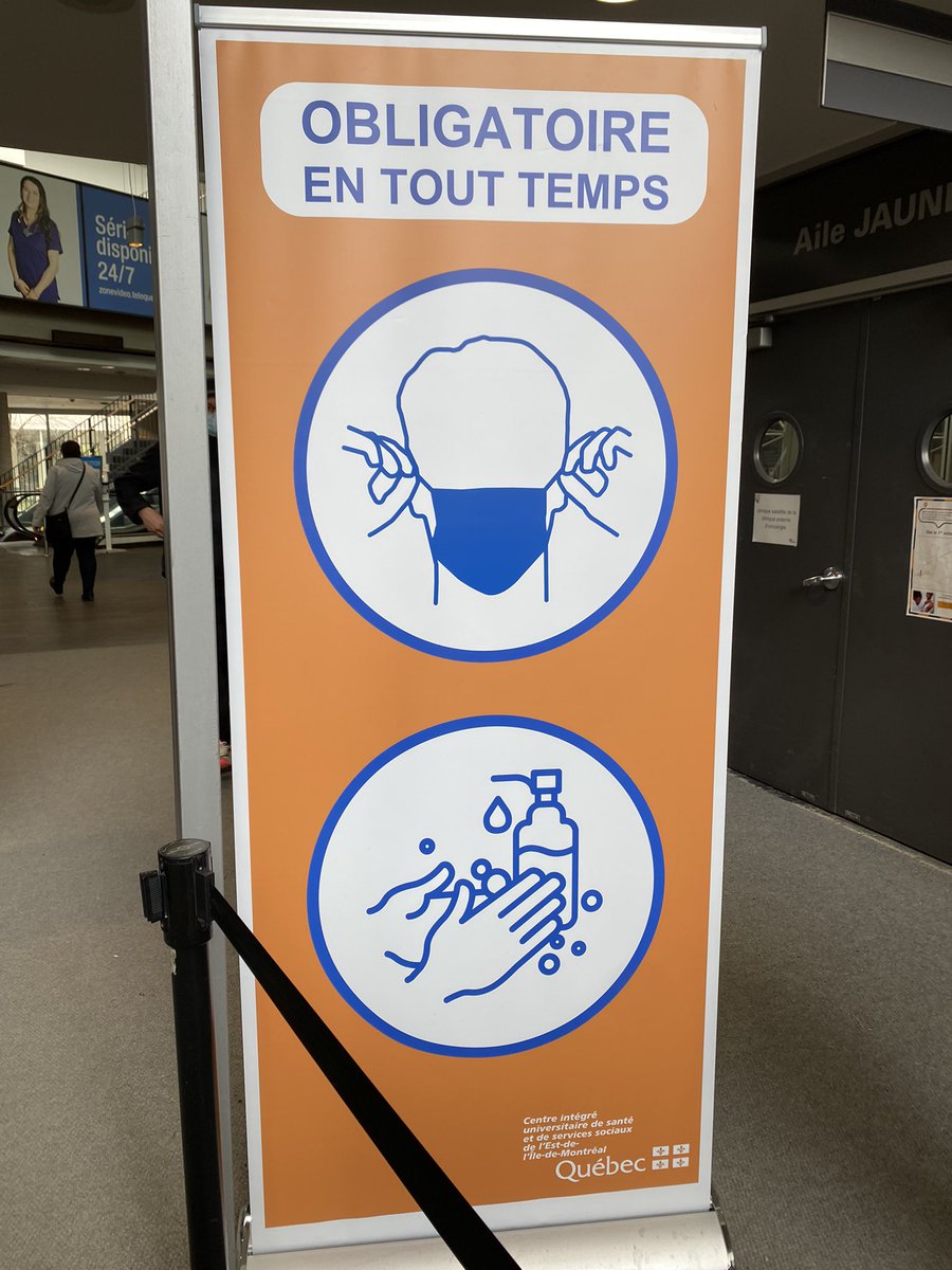 lisa_iannattone's tweet photo. Not all ๐จ๐ฆ PH/IPAC teams are participating in The Great Healthcare Unmasking. The INSPQ in QC still recommends universal masking in all areas patients have access to and this hospital in Montreal put 6 ft posters at the entrance indicating that masks are *mandatory at all times*. https://t.co/LeQWjh0W3I