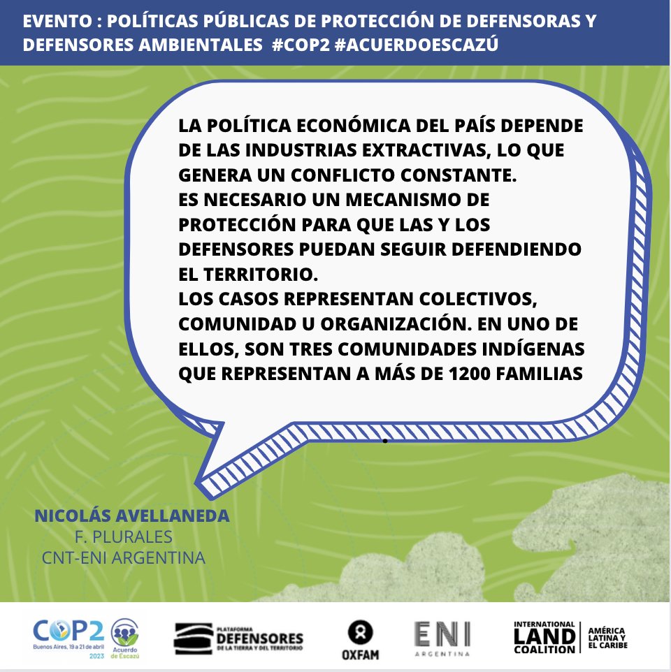 ILCLatinAmerica's tweet photo. Se destaca la necesidad de contar con mecanismos de protección para las y los #DefensoresTierra para hacer frente a los conflictos que se generan por la presencia de industrias #extractivas en los territorios en evento antesala #Cop2 #AcuerdoDeEscazú
@PlataformaDTT https://t.co/E45fosyuBy
