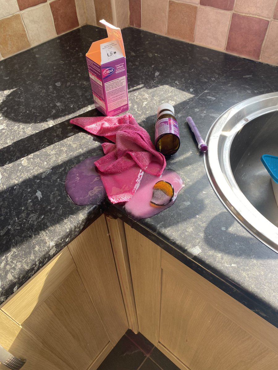 KarisStrong's tweet photo. @AldiUK I could have cried. A whole bottle of calpol because the bottom was cracked…. Refund please? It isn’t cheap 😭😭 https://t.co/sQ0pK2ayqc