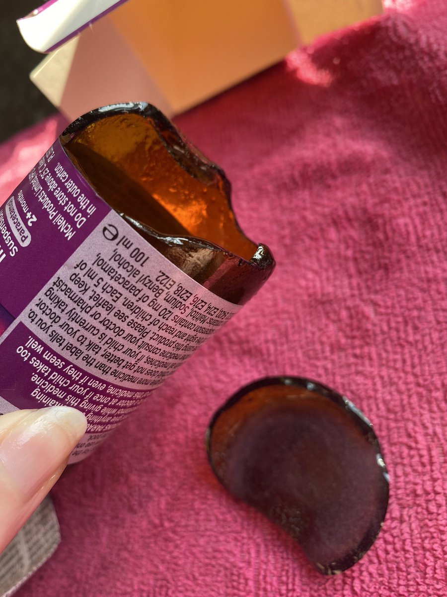KarisStrong's tweet photo. @AldiUK I could have cried. A whole bottle of calpol because the bottom was cracked…. Refund please? It isn’t cheap 😭😭 https://t.co/sQ0pK2ayqc