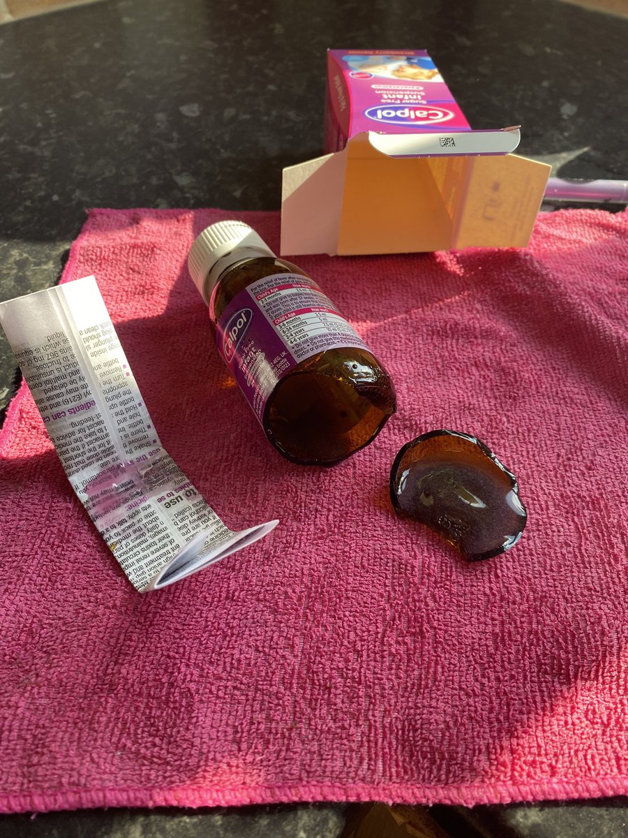 KarisStrong's tweet photo. @AldiUK I could have cried. A whole bottle of calpol because the bottom was cracked…. Refund please? It isn’t cheap 😭😭 https://t.co/sQ0pK2ayqc