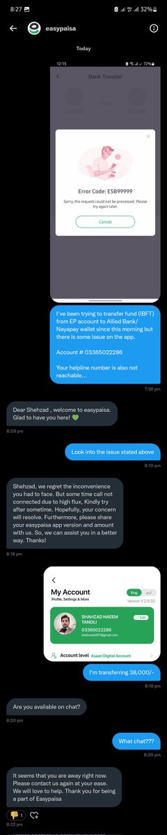 ShehzadNT's tweet photo. @easypaisa @easypaisa this is what I get in response to DM. https://t.co/uW4m9FoFG3