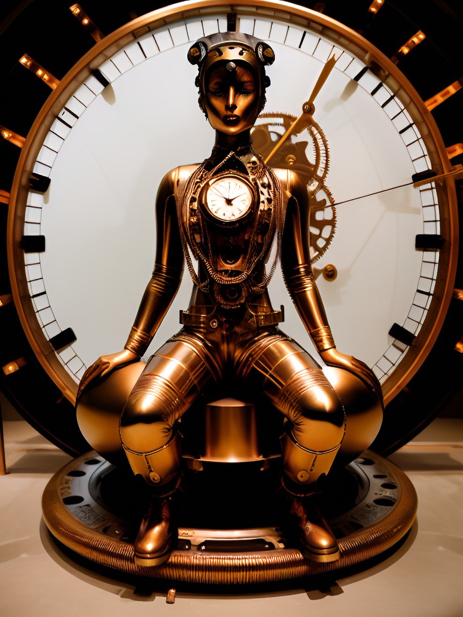 AArtshow's tweet photo. When all you have is timeโฆ #ai #aiart #aigenerated #aigeneratedart #dreambywombo #cyborg #femalecyborg #clockpunk #aartshow https://t.co/6Q5sLM7WkH