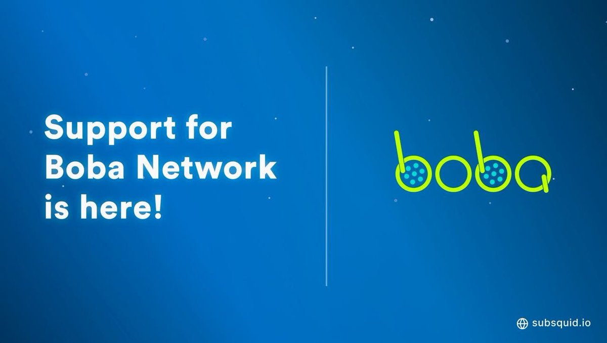 helloSQD's tweet photo. 🧋 Boba Network indexing is LIVE!

Thrilled to announce full Squid SDK support for @bobanetwork, Web3's first multichain Layer-2 network with Hybrid Compute smart contracts.

Build your dApp's custom indexer for Boba data today: https://t.co/gjjz3qKwCb https://t.co/i1mpYk5WA9