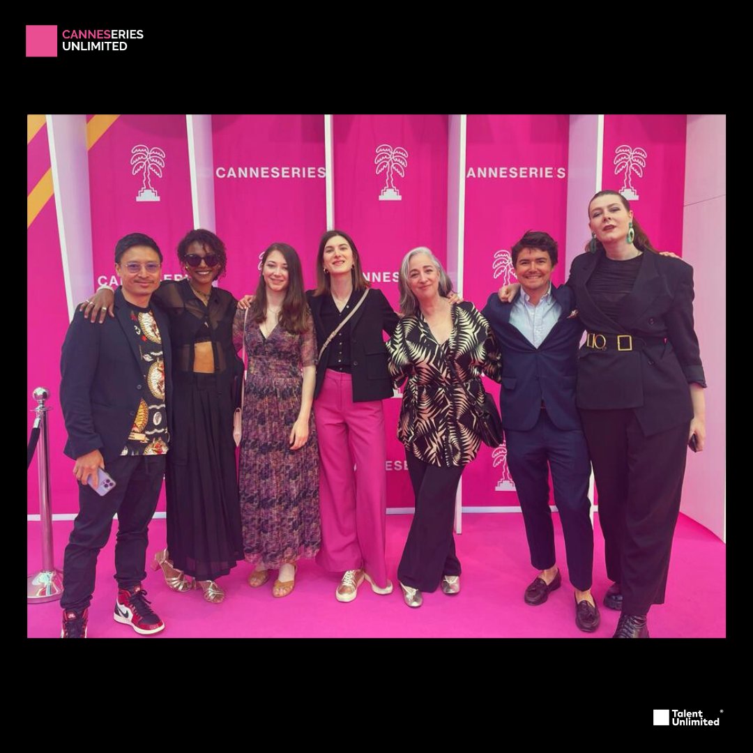Tal_Unlimited's tweet photo. Last night, our 6 #CANNESERIESUnlimited authors, their mentors and part of the #TalentUnlimited team walked the iconic #PinkCarpet before watching the first episodes of the new series "B.R.I", a thriller by 2023 residency sponsor Jérémie Guez 👀 https://t.co/KPfDUkrCsP
