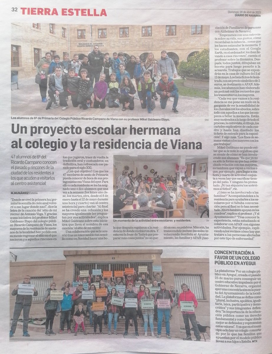Red Navarra de Aprendizaje y Servicio Solidario (@redayssnavarra) on Twitter photo Un proyecto de #AprendizajeServicio hermana al colegio y el centro de personas mayores en Viana.
#AySSNa Un proyecto de #AprendizajeServicio hermana al colegio y el centro de personas mayores en Viana.
#AySSNa