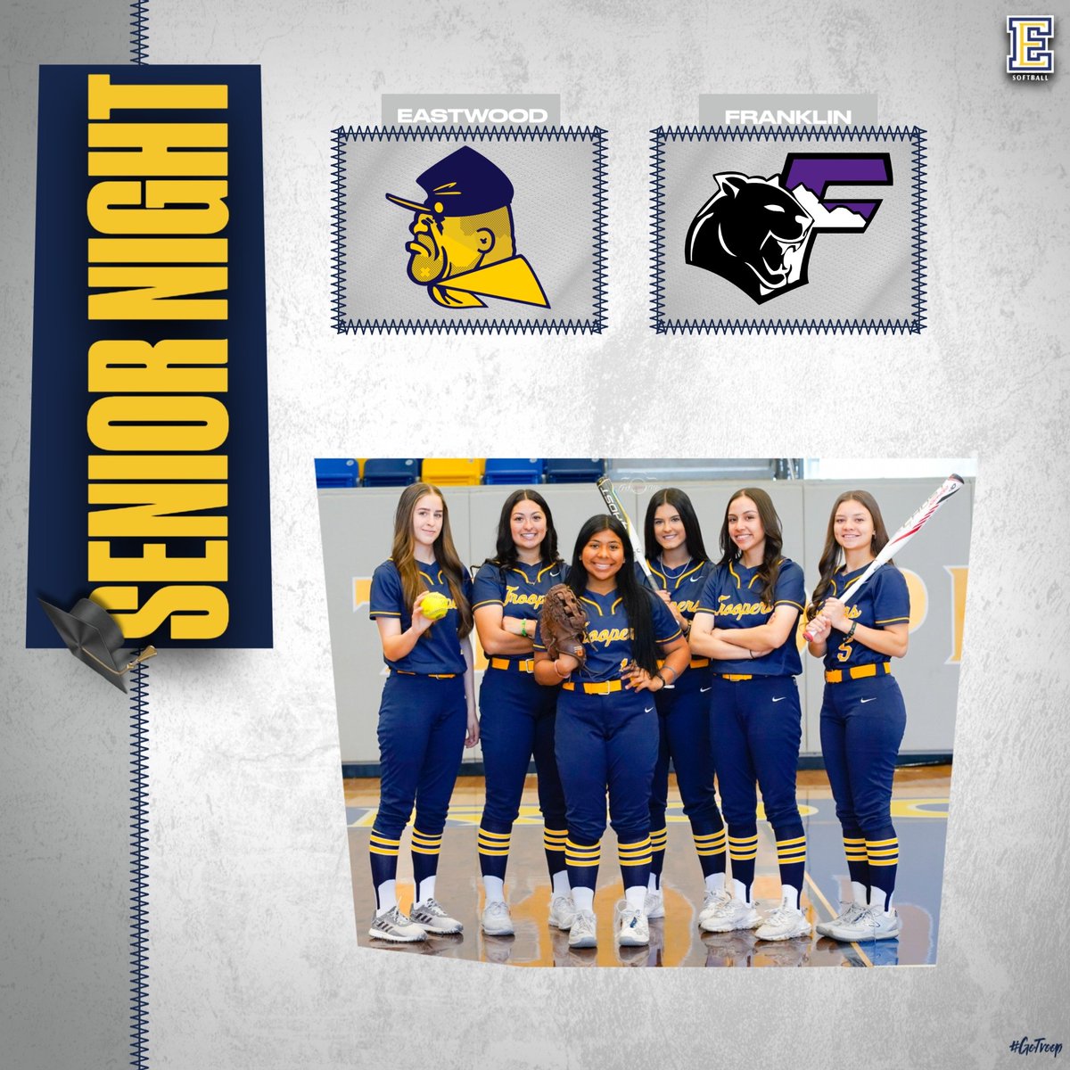 EastwoodSBall's tweet photo. 🎓: Senior Night (Ceremony @ 6:00PM)
🏠: Home Game
🥎: vs. Franklin
🏟️: Eastwood Softball Field
📍: Scotsdale Elementary
🗓: Tuesday, April 18, 2023
🕟: JV @ 4:30
🕡: Varsity @ 6:30PM

#GoTroop #TrooperNation #EastwoodSoftball #TrooperSoftball https://t.co/l3bP8xwIMw