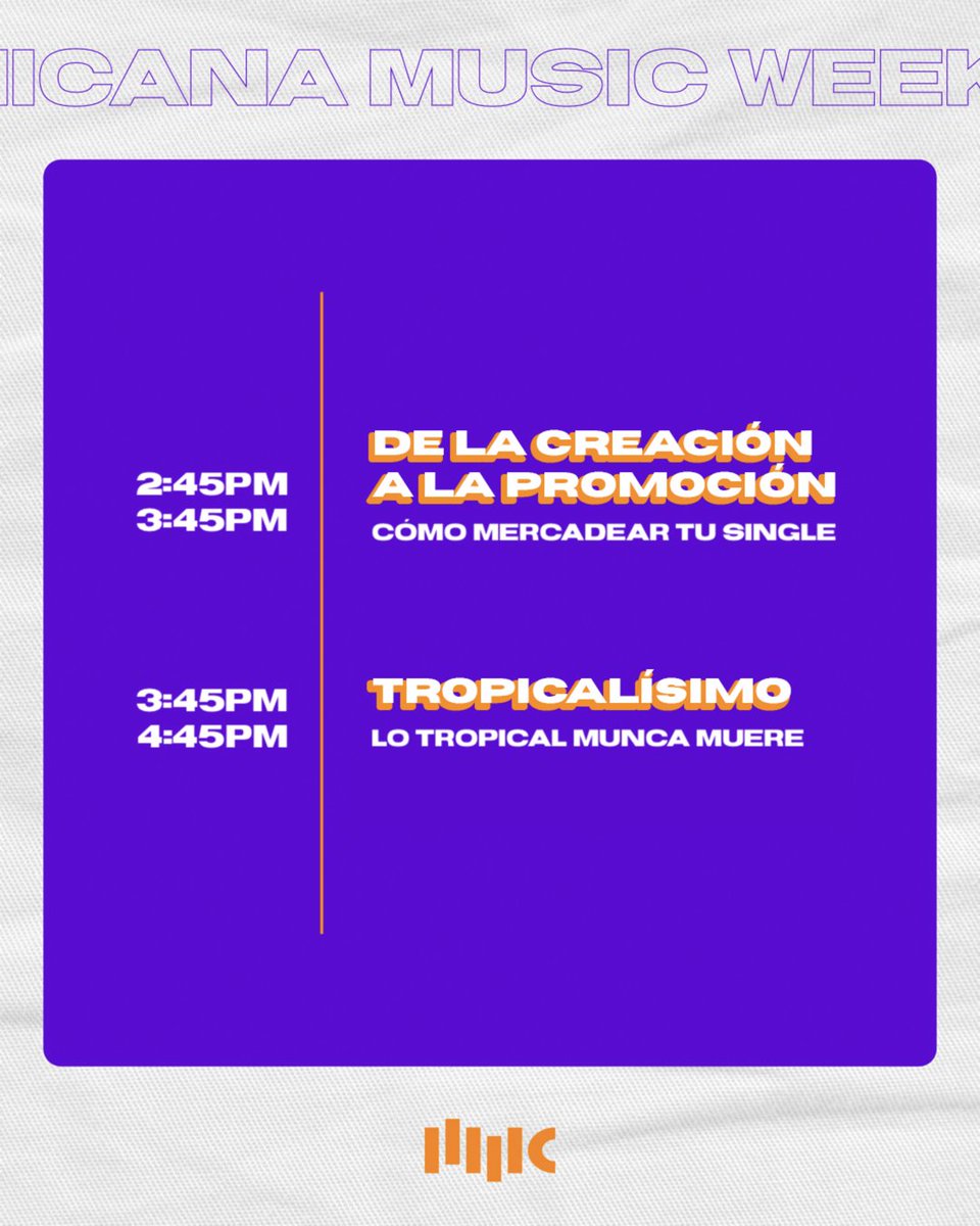 Por último, pero no menos importante… 🥁

¡He aquí LOS PANELES DEL 27 DE ABRIL! ✨

No te pierdas el gran evento del primer mercado musical dominicano, ¡Dominicana Music Week!

📆 Este 25, 26 y 27 de abril
📍Monumento a Fray Antonio de Montesino.

Ve a tix.do 🔗