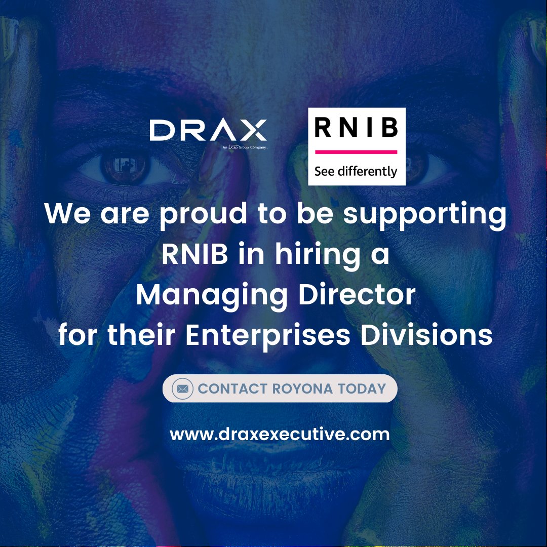 We are proud to support <a href="/RNIB/">RNIB</a> in hiring a Managing Director for their Enterprises Division. Reach out to royona.ghosh@draxexecutive.com to find out more linkedin.com/feed/update/ur… #RNIB #sighloss #newcareer #nonprofit #charityjobs #wearehiring #accessibility #charitycareers