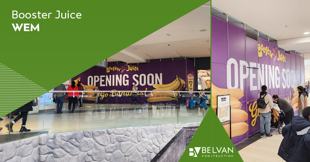 Get ready to boost your day! 🚀🥤

BelVan Construction is delighted to be working on the new Booster Juice at West Edmonton Mall. 

With our expertise and attention to detail, we're determined to deliver a top-quality project. 

Stay tuned! 

#BoosterJuice #WestEdmontonMall