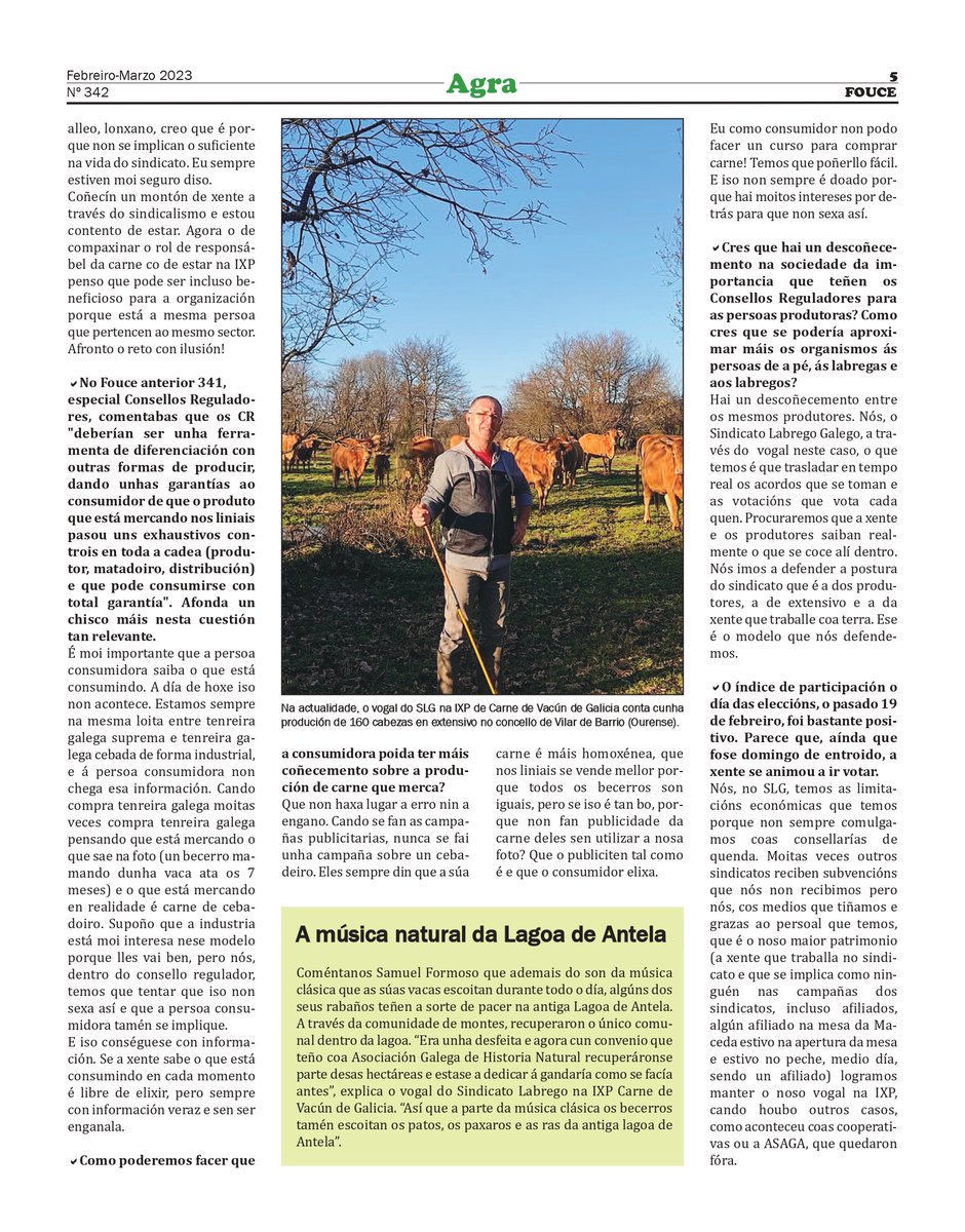 SLG_labregxs's tweet photo. 🎙️ Entrevista a Samuel Formoso no #Fouce 342
➡️Gandeiro da Limia, responsábel do sector da carne do SLG e agora tamén será o noso vogal no Consello Regulador das IXP de Carne de Vacún de Galicia.
🔗 Podedes acceder ao número completo do Fouce no enlace: https://t.co/7Y1XymwIAq https://t.co/HrTqZdw8c6
