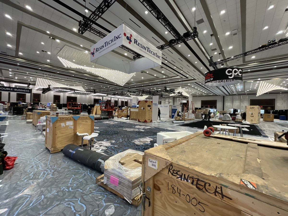 ResinTech's tweet photo. The ResinTech setup team is hard at work putting together our booth for the annual #WQA2023. Hope you love it as much as we do! 👇 #resintech #iex #lasvegas https://t.co/Ck3MGQsvZA