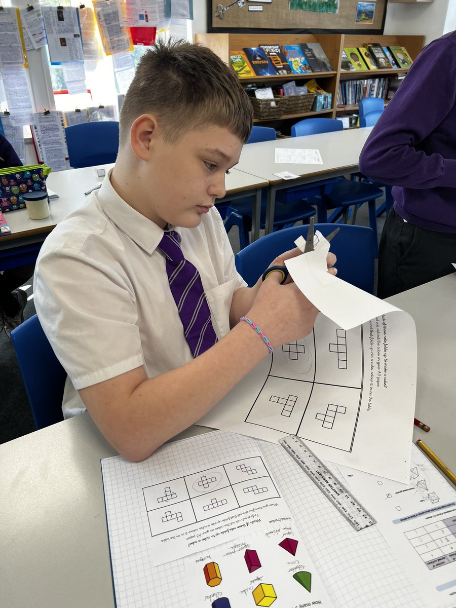 BirchwoodCE's tweet photo. Year 6 have been exploring the nets of 3D shapes today. We have been investigating which nets would fold to make a cube. We’re looking forward to exploring other 3D shapes tomorrow #bcepsmaths @first4maths https://t.co/6NHDS6N3p6