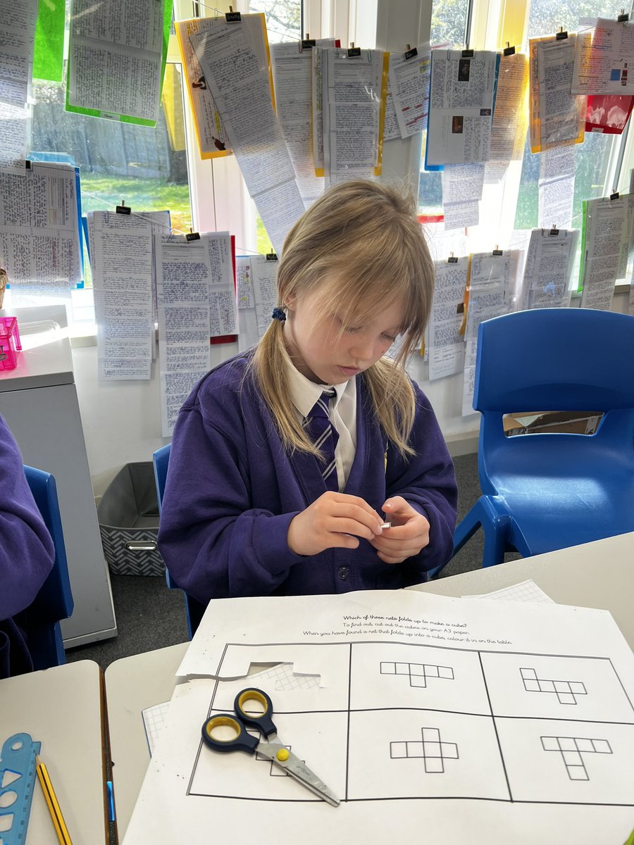BirchwoodCE's tweet photo. Year 6 have been exploring the nets of 3D shapes today. We have been investigating which nets would fold to make a cube. We’re looking forward to exploring other 3D shapes tomorrow #bcepsmaths @first4maths https://t.co/6NHDS6N3p6