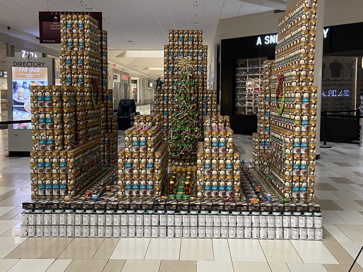 Starting today till May 1, CANstruction to help feed the hungry sit at Crossgates Mall near Apex and Burlington Coat Factory are made w/ canned food to help the food pantries of the Capital District. @theAEnews @Crossgates_Mall @FoodPantriesCD