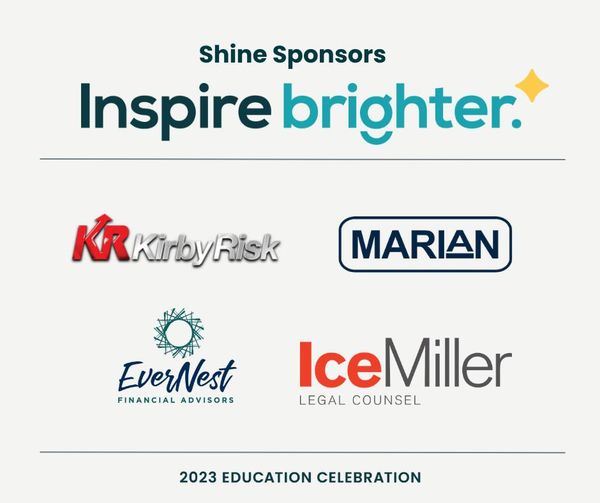 BrightlaneLearn's tweet photo. The future’s so bright thanks to our Inspire Brighter 2023 Education Celebration Shine sponsors! Thank you EverNest Financial Advisors, @IceMillerLLP, @KirbyRisk, and @Marianinc for helping us make an impact as our Shine sponsors! https://t.co/AoYyC0Td5Z