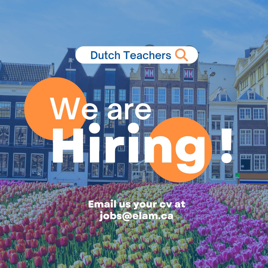 ELAMca's tweet photo. Looking for Dutch teachers to join our team of language enthusiasts! Nous recherchons des professeurs de néerlandais pour joindre notre équipe de passionnées des langues!
#jobs #teachers #language #jobalerts #dutchteacher #enseignement #enseignantdeneérlandais #neerlandais https://t.co/f8QNREuUuc